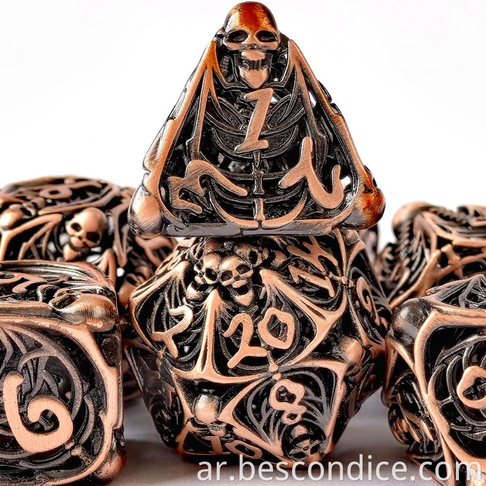 Ancient Copper 3d Skull Hollow Metal Dice